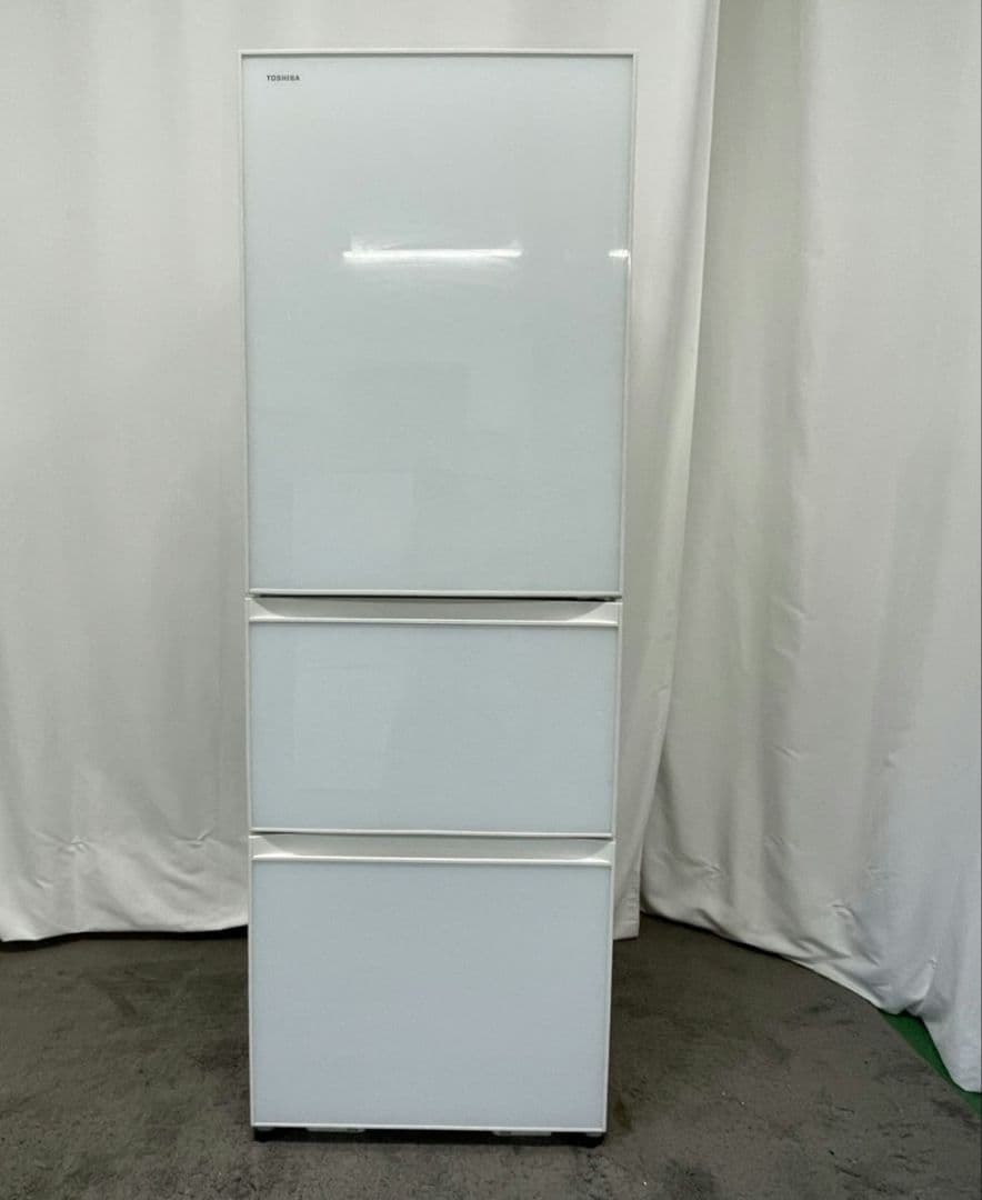 冷蔵庫　大型　設置無料　363ℓ　自動製氷　安い　ガラスパネル　白　綺麗