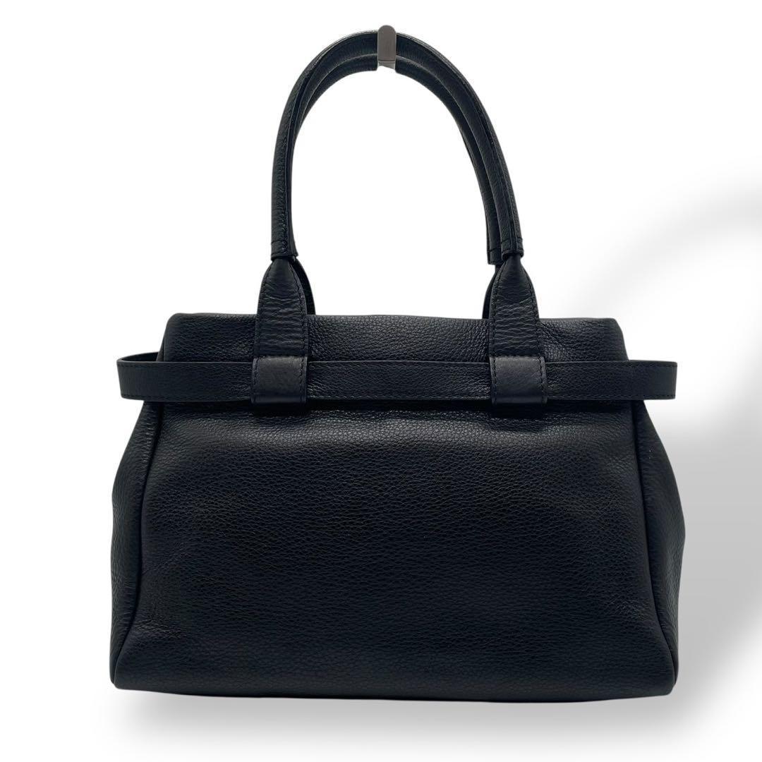 未使用級 土屋鞄 クラルテ ハンディカフェトート シボ革 ブラック