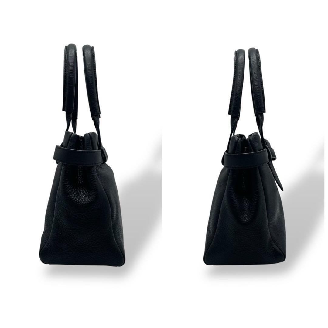 未使用級 土屋鞄 クラルテ ハンディカフェトート シボ革 ブラック