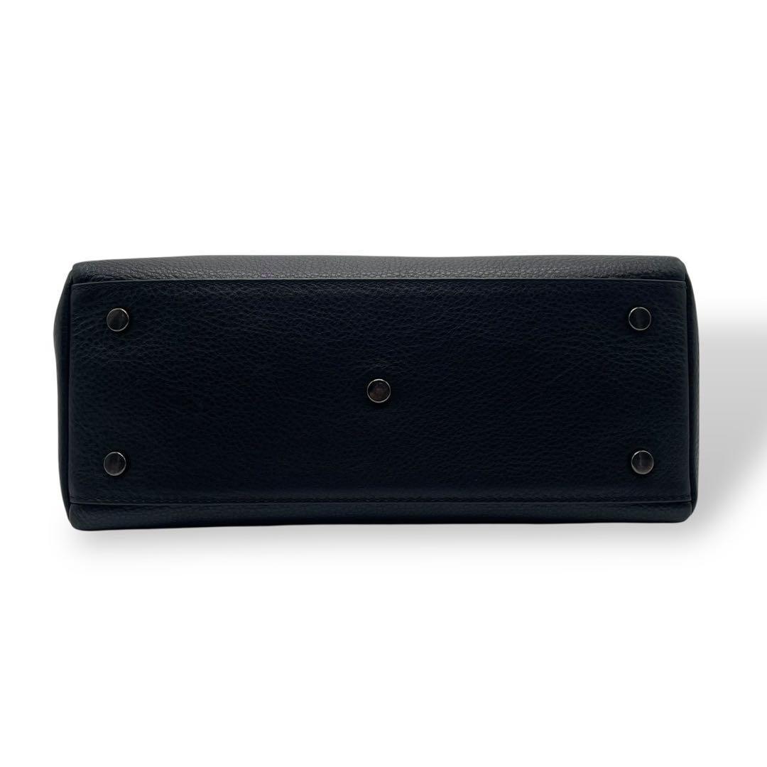 未使用級 土屋鞄 クラルテ ハンディカフェトート シボ革 ブラック