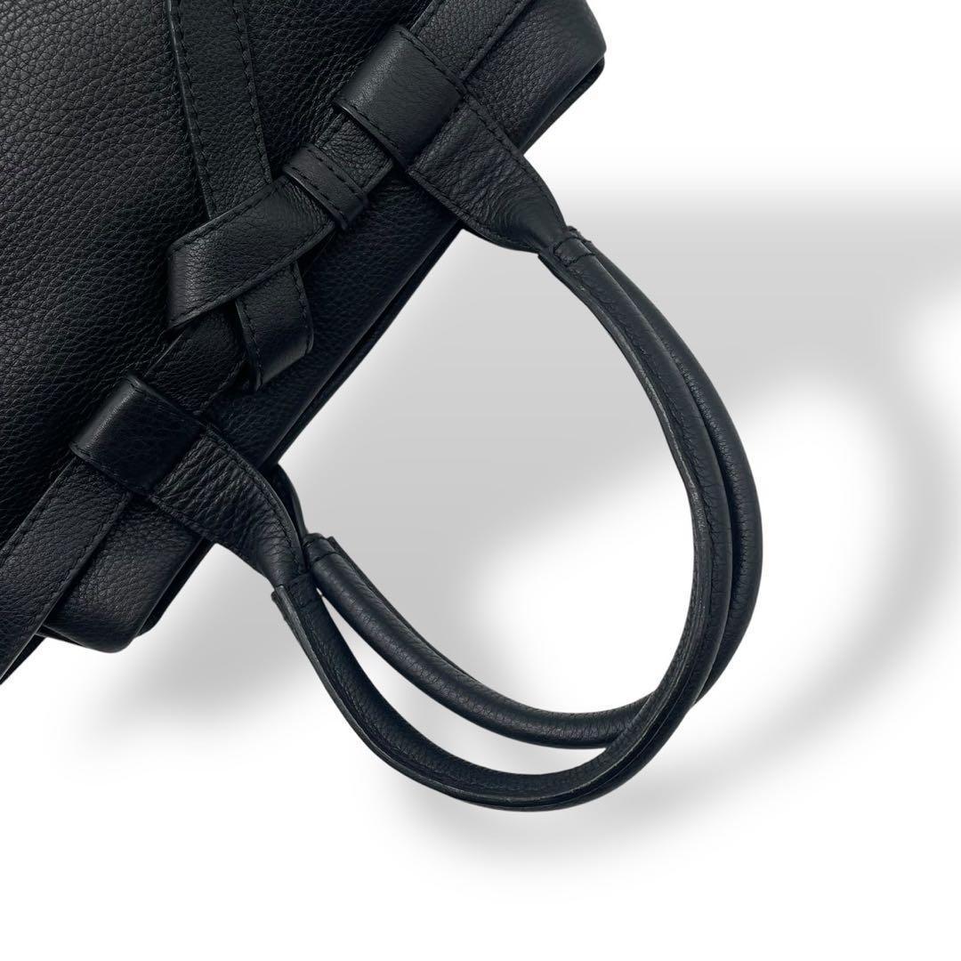 未使用級 土屋鞄 クラルテ ハンディカフェトート シボ革 ブラック