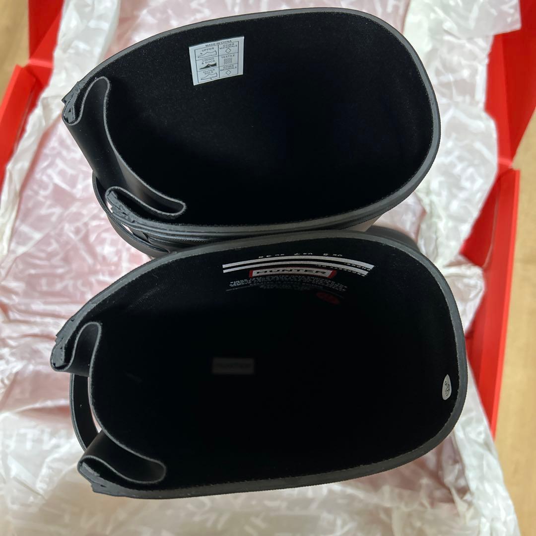 【新品未使用】HUNTER レインブーツ ブラック 長靴 バックル付き US7