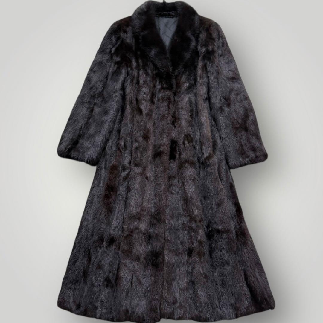 着丈114 ミンク MINK ロングコート Aライン 毛艶 ブラウン