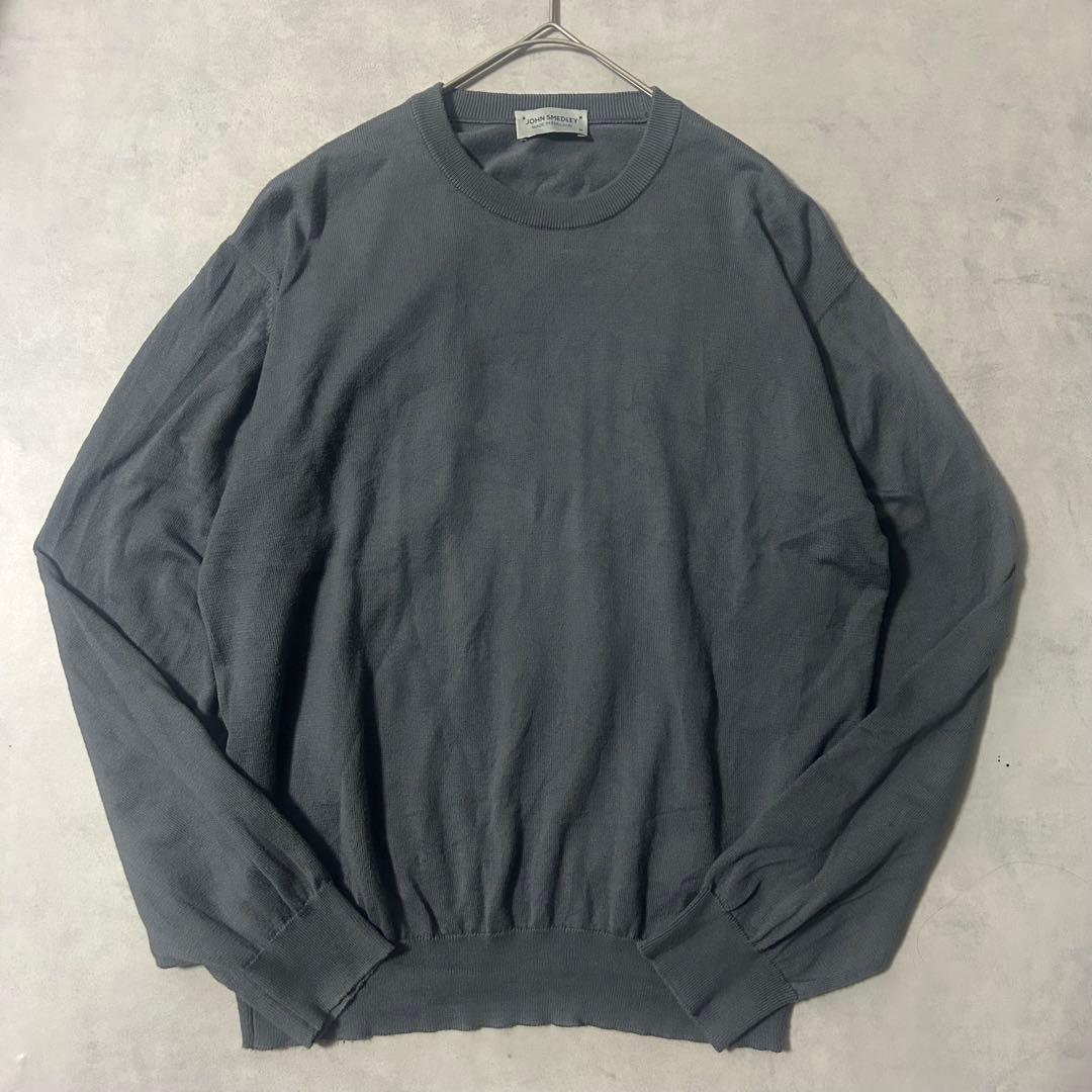 ジョンスメドレー ニット シーアイランドコットン クルーネック 現行タグ グレー