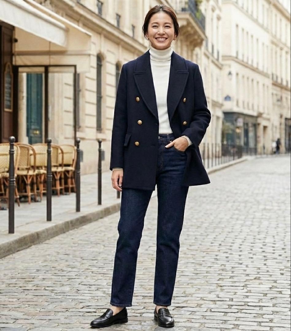 美品 IENA イエナ テーラード ダブル ジャケット 金ボタン ウール