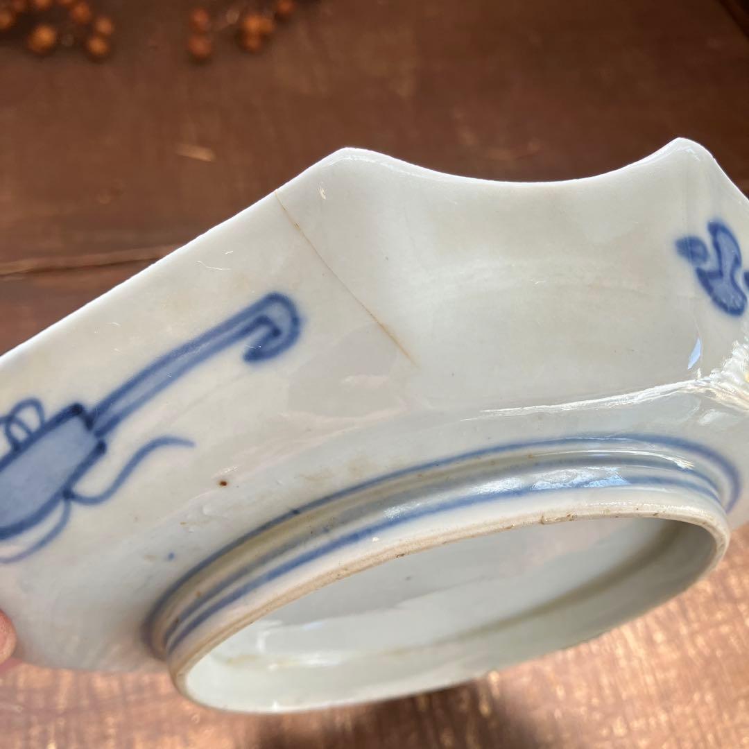 専用。アンティーク　和骨董　変形皿　菱形　蚤の市　金彩　八角形　２種　2枚セット