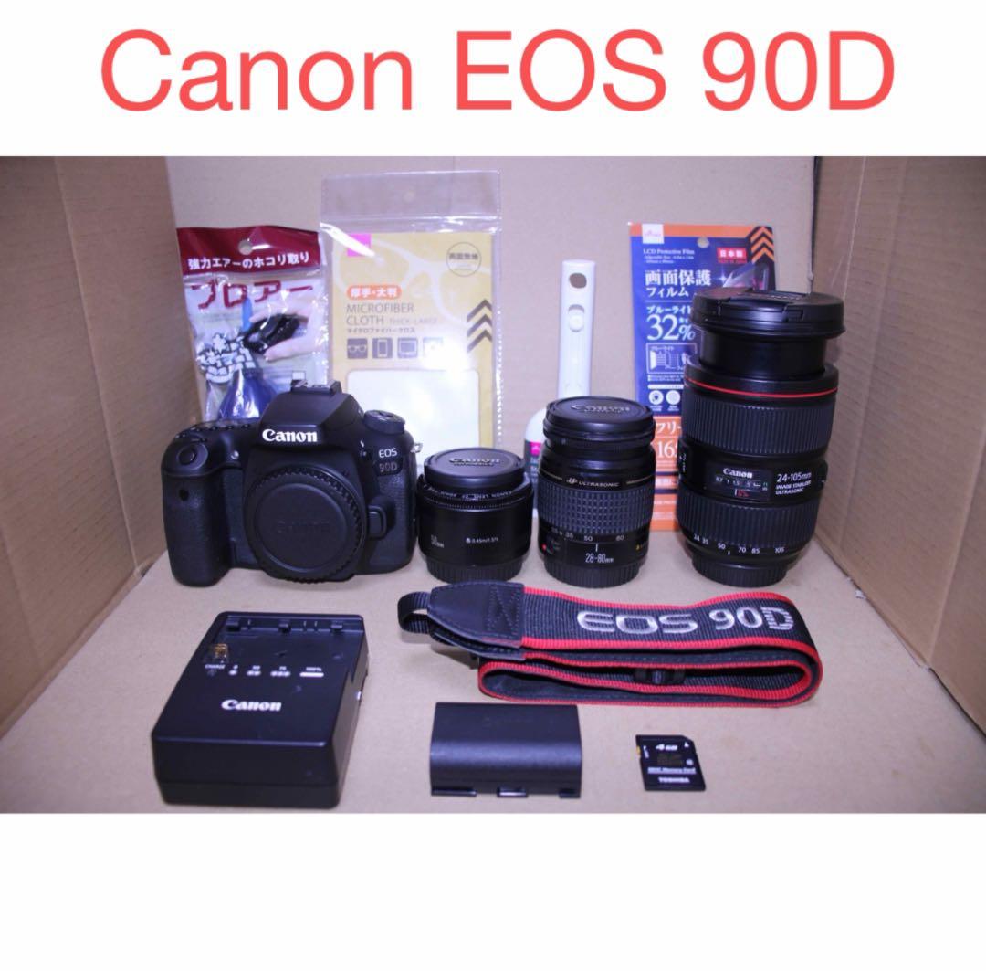 一眼レフカメラCanon EOS 90D標準&望遠&単焦点トリプルレンズセット