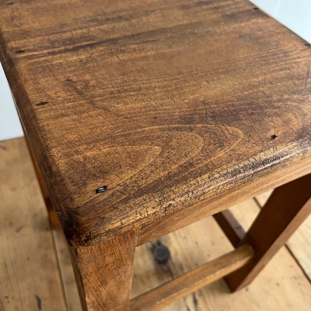 アンティーク 角 スツール 椅子 植物台 無垢材 昭和レトロ z774