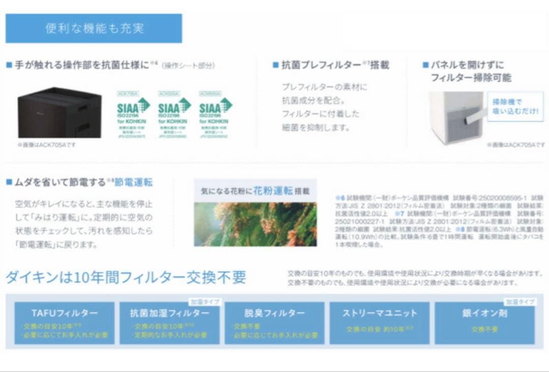 新品未使用　DAIKIN 空気清浄機 ACK555A-W