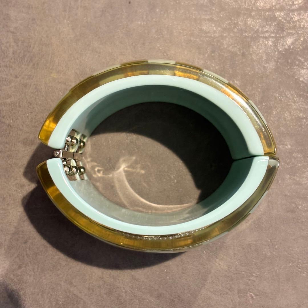 【新品未使用】CHANEL ストライプ柄 ココマーク バングル ゴールド×水色