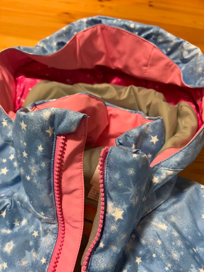 子ども用スキーウェア 青とピンクの星柄　女の子