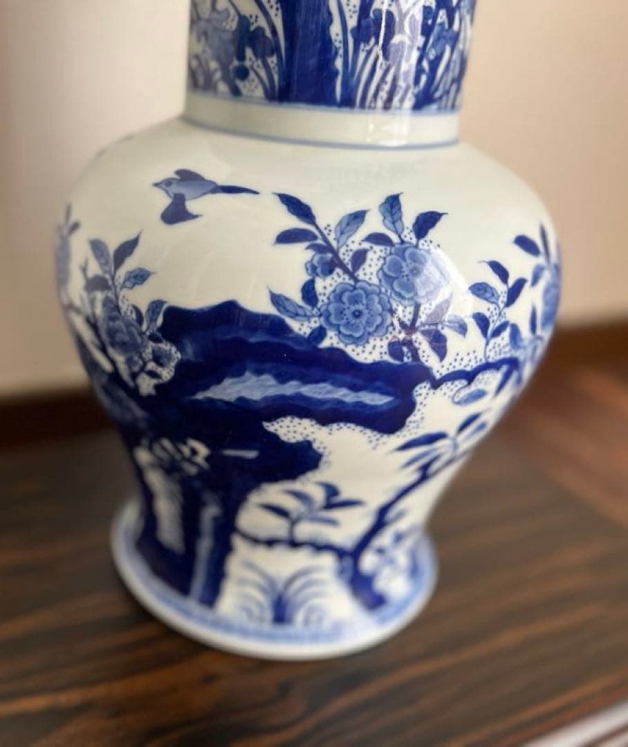 景徳鎮御窯 北京故宮博物院監製 限定複製品 青花牡丹紋瓶　認定書付