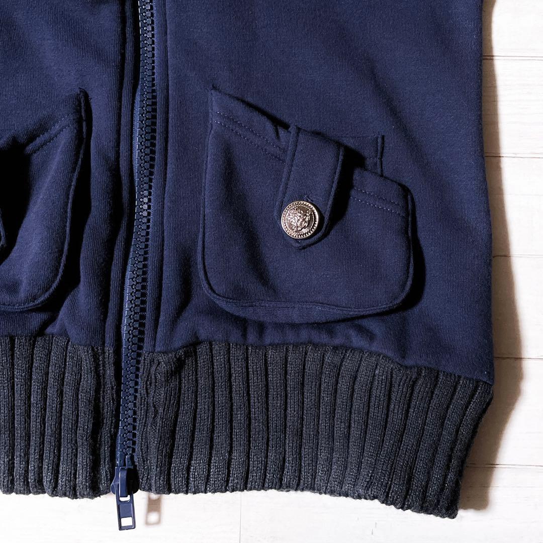 パーカー ブルゾン ネイビー 紺 平成ギャルy2k ダークコア お兄系 グランジ