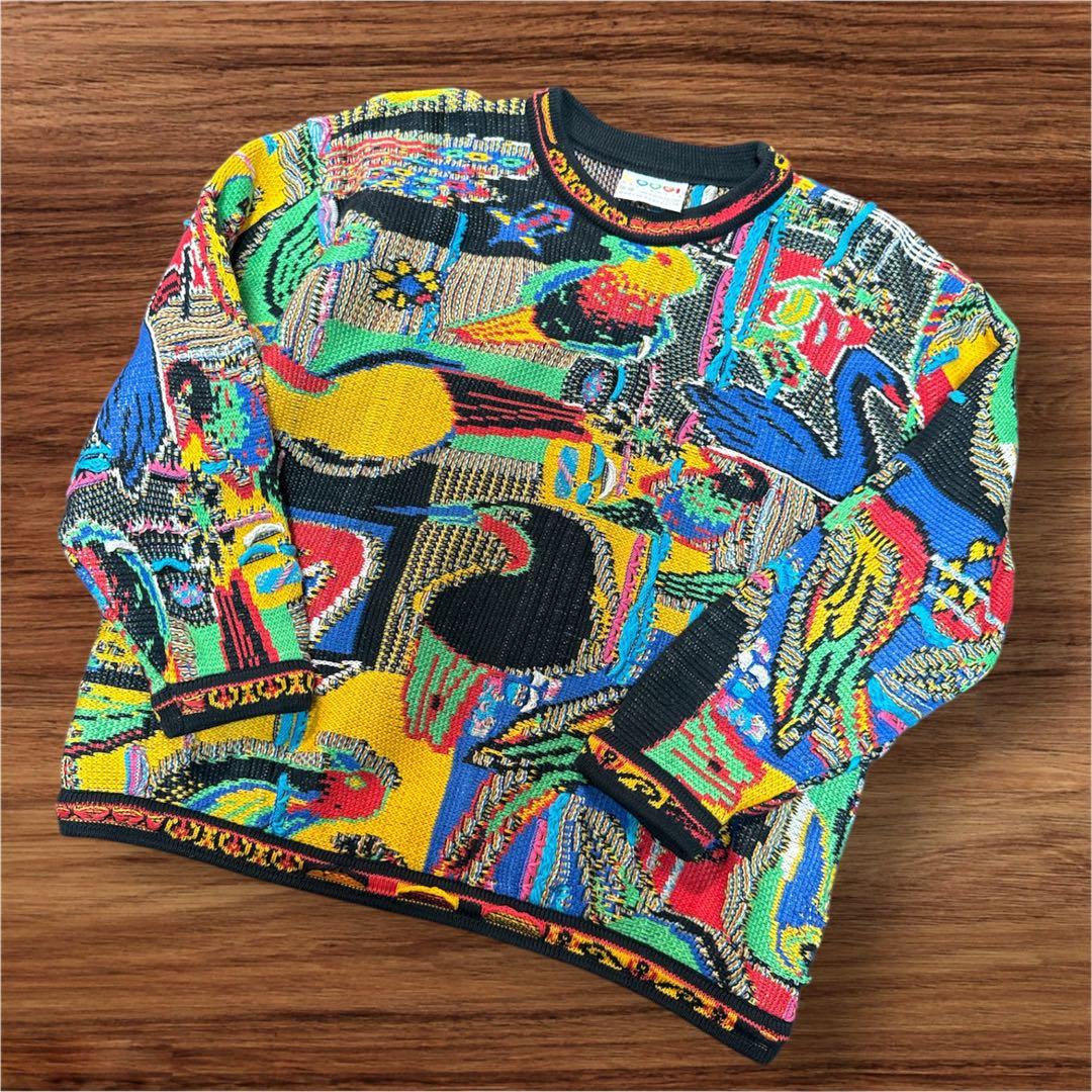 極美品 圧巻のバードデザイン 芸術 COOGI コットン ニットセーター M
