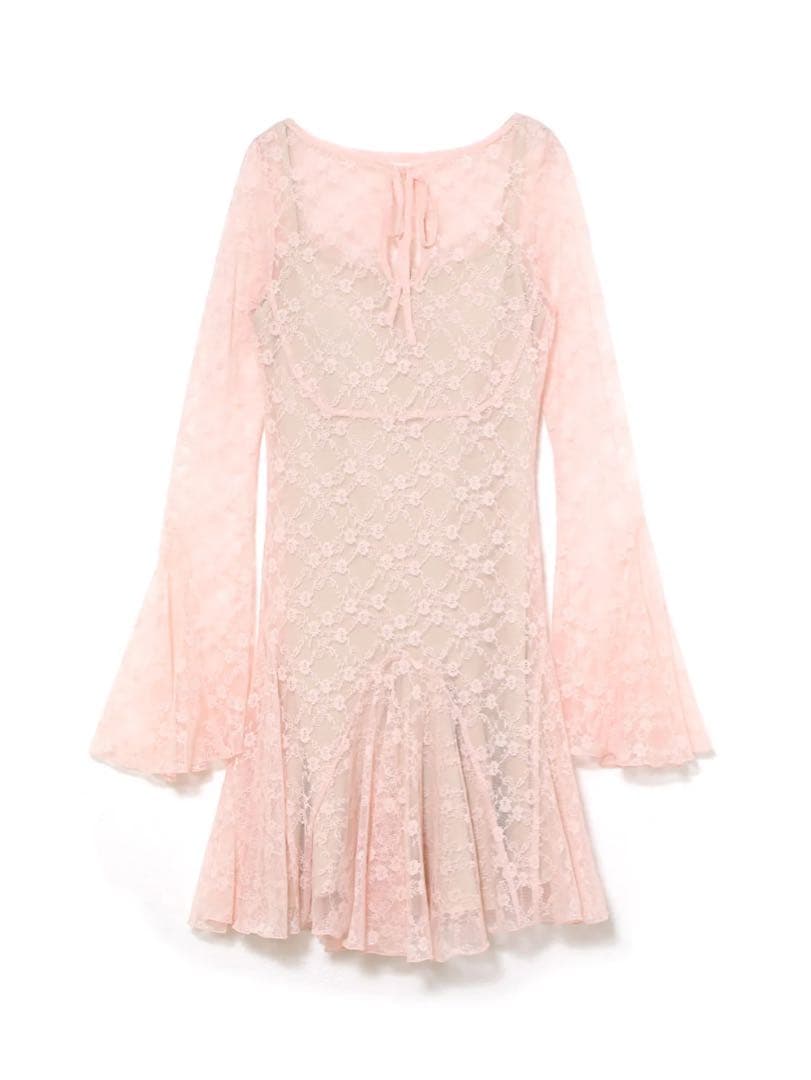 ワンピース Cereza lace mini dress pink andmary