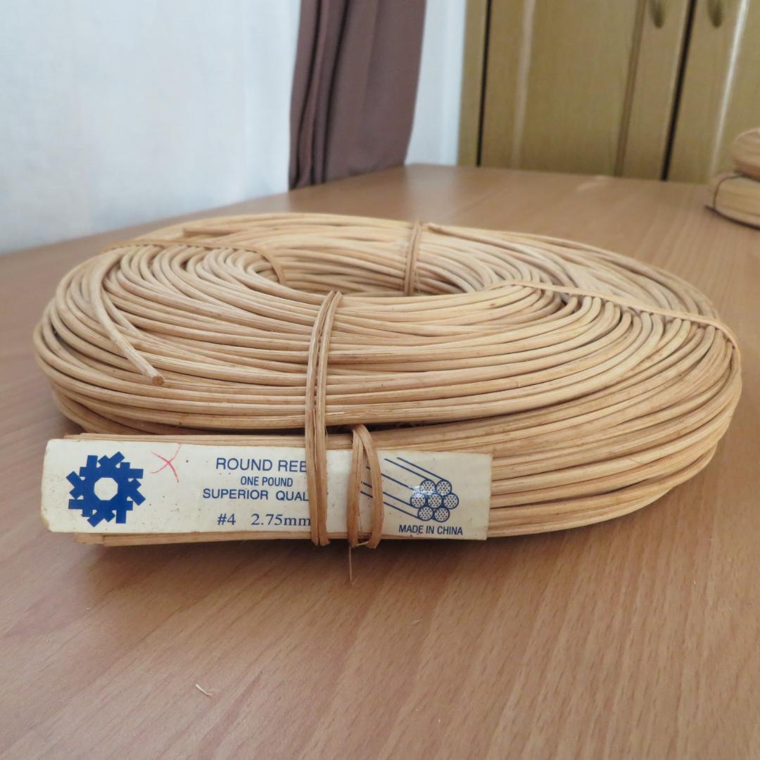 ①ハンドメイド　バスケット材料　リード　5点まとめて　約2,150g　木製かご籠