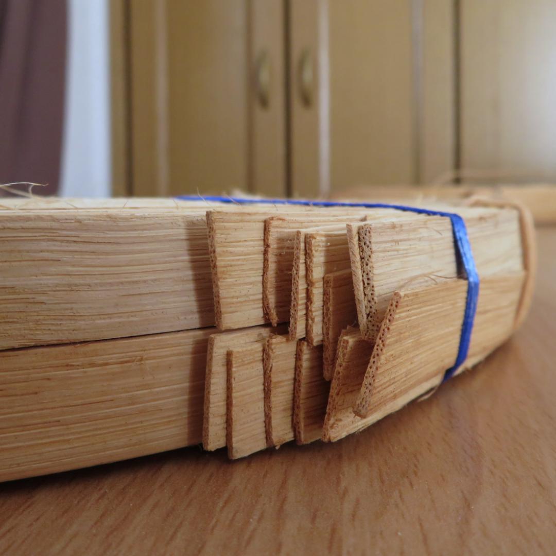 ①ハンドメイド　バスケット材料　リード　5点まとめて　約2,150g　木製かご籠