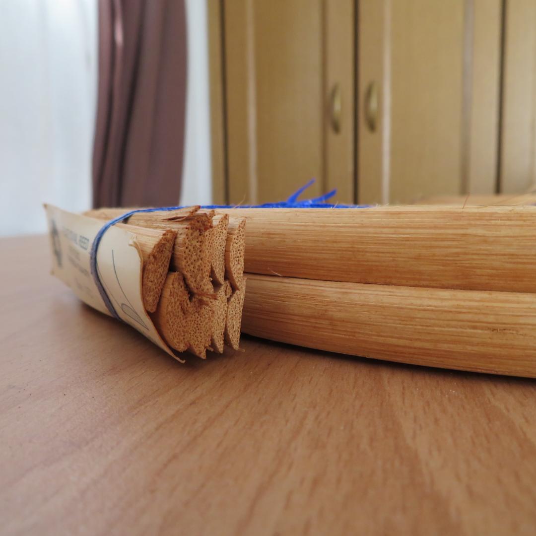 ①ハンドメイド　バスケット材料　リード　5点まとめて　約2,150g　木製かご籠