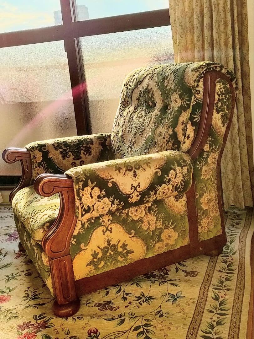 オールドカリモク　カリモク高級ライン　金華山　シングルソファ　アンティーク