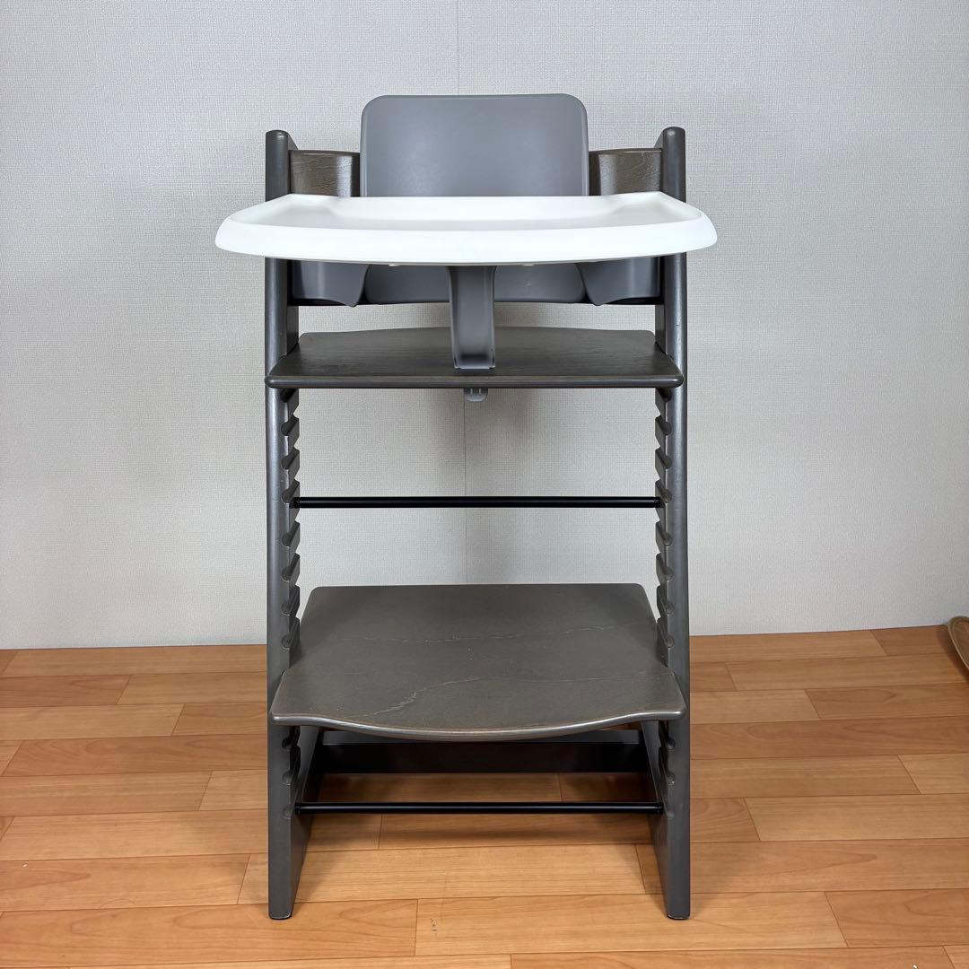 【美品】STOKKE トリップトラップ ヘイジーグレー ベビーセット付 S/N5