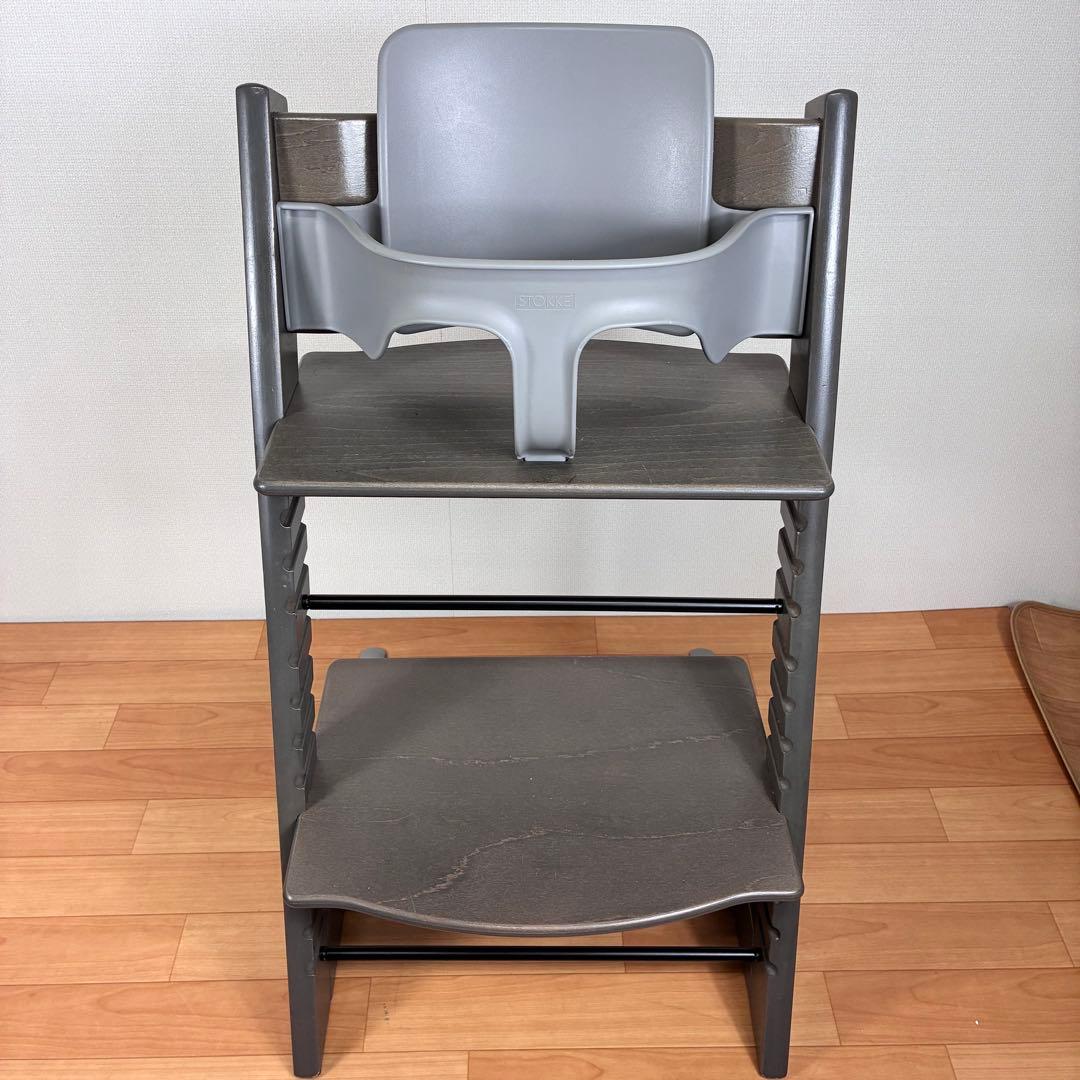 【美品】STOKKE トリップトラップ ヘイジーグレー ベビーセット付 S/N5