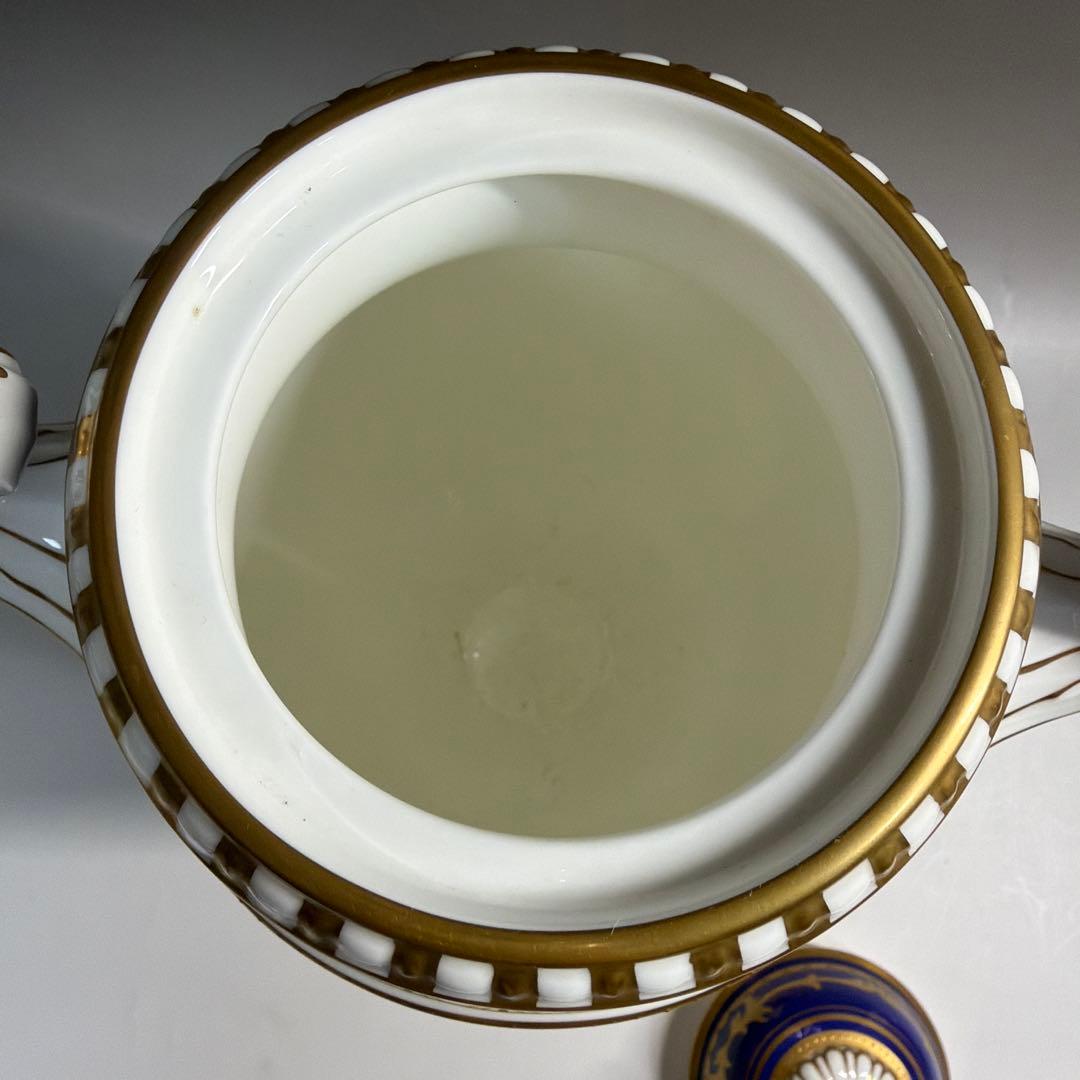 モ*モ様 ノリタケ 飾り壺 金彩 コバルトブルー ハンドペイント 風景