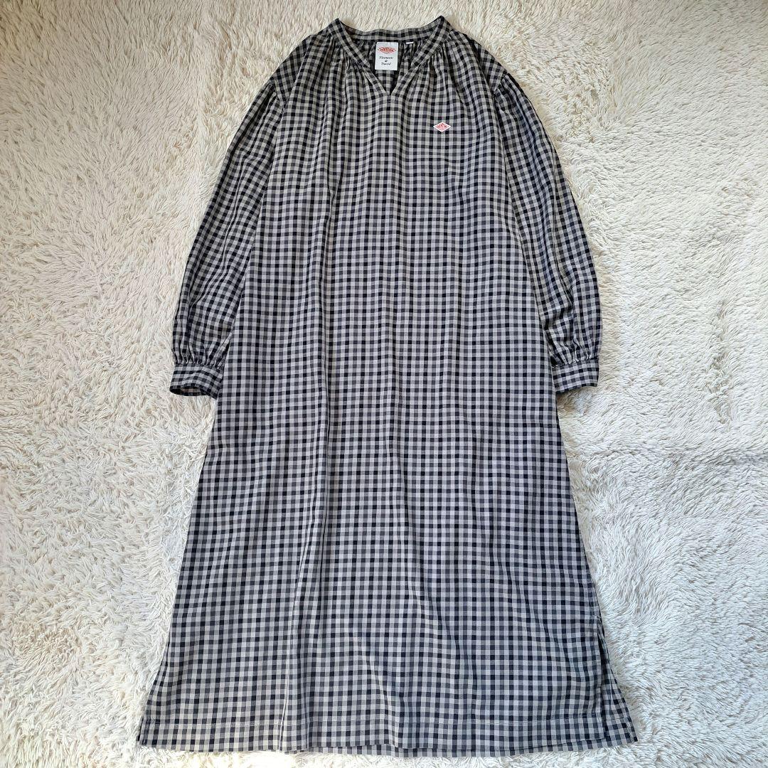ダントン 2023 キーネック ギャザー ロングチェックワンピース ゆったり