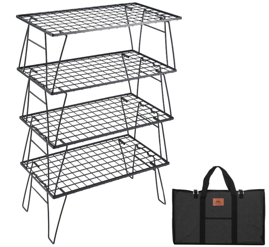 キャンピングムーン フィールドラック キャンプラック ブラック 軽量 薄型 4点