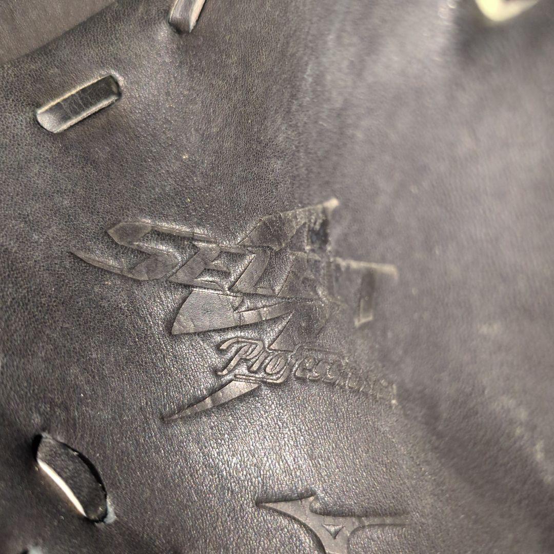 【美品】ミズノ 田中将大モデル 投手用グローブ 黒×ブルー 刺繍ロゴ 野球グラブ