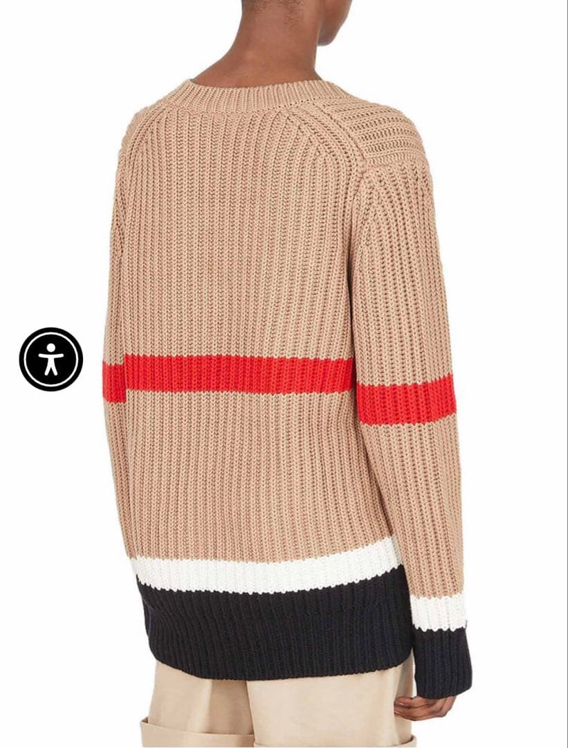 BURBERRY バーバリー カシミア混紡ストライプ柄Vネックセーター