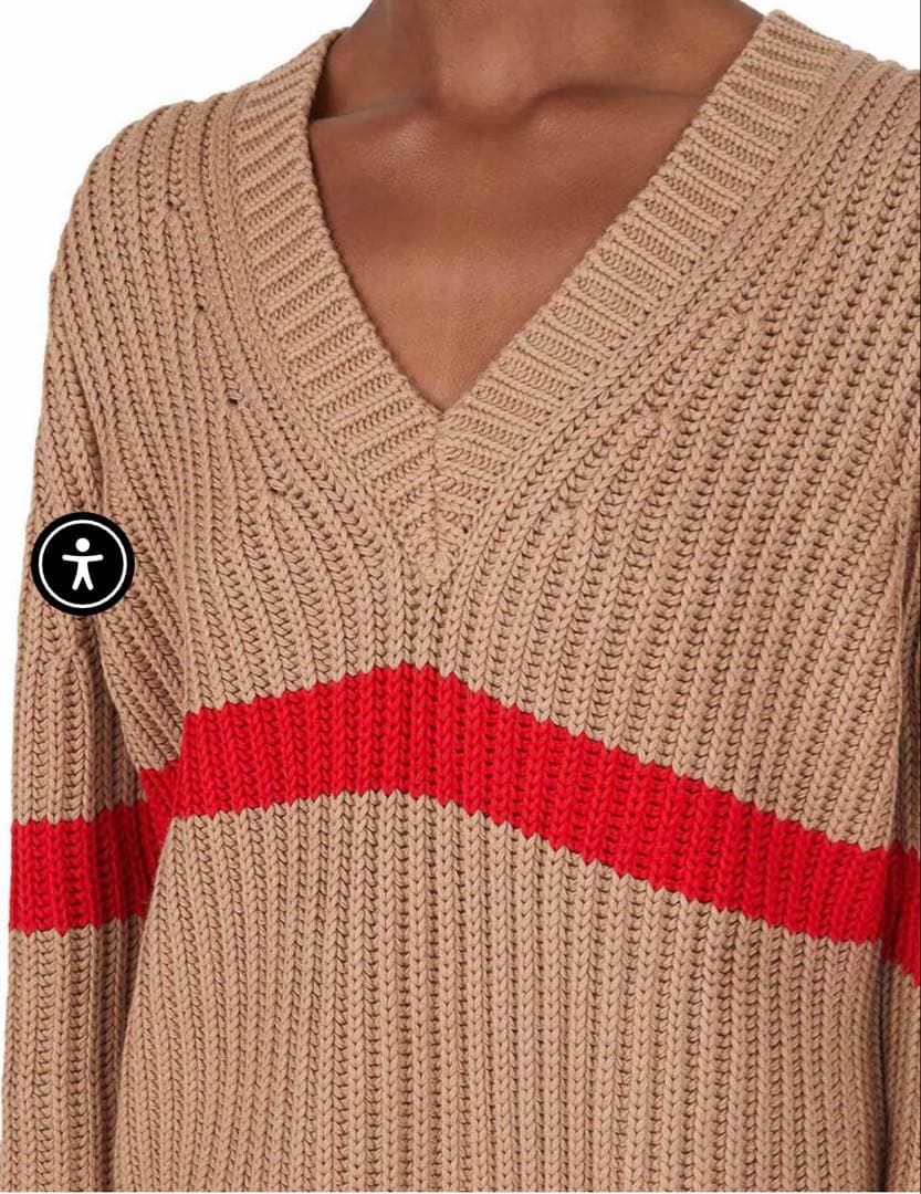 BURBERRY バーバリー カシミア混紡ストライプ柄Vネックセーター