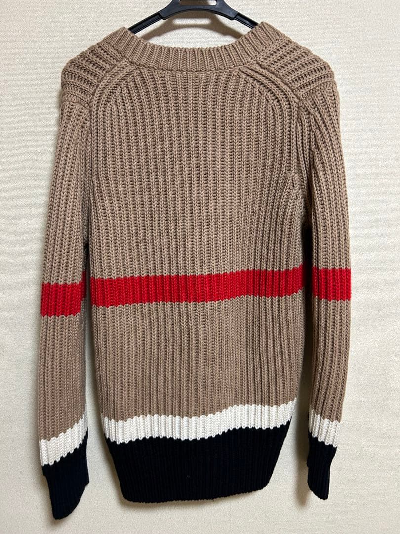 BURBERRY バーバリー カシミア混紡ストライプ柄Vネックセーター