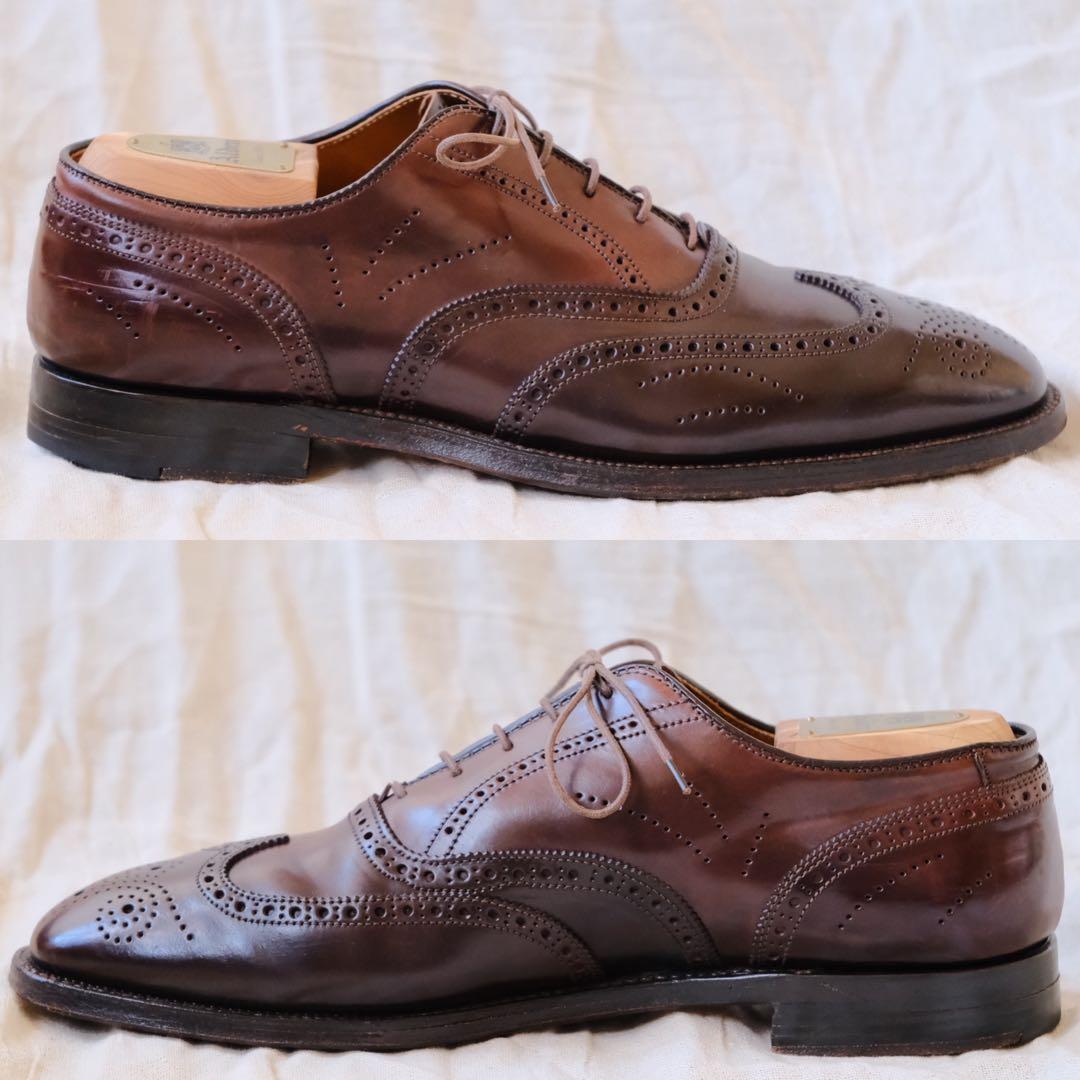 美品Aldenオールデン96080バーガンディコードバンフルブローグ10D木型付