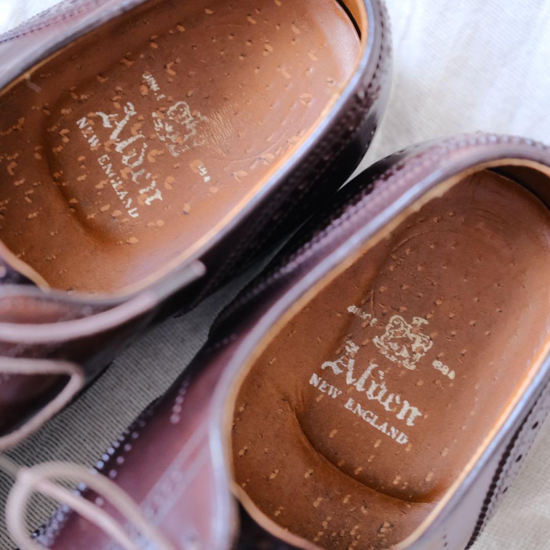 美品Aldenオールデン96080バーガンディコードバンフルブローグ10D木型付