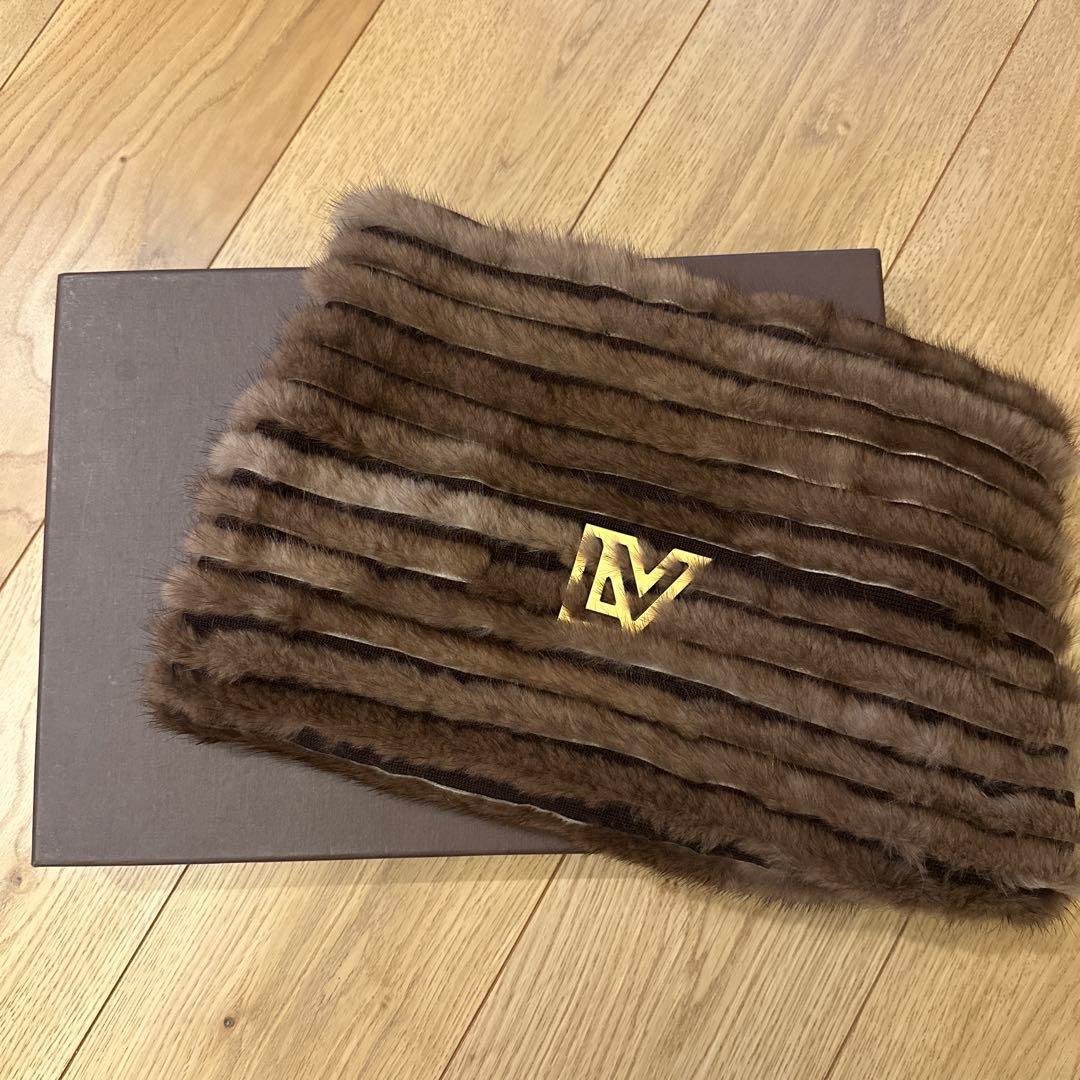 ルイヴィトン　ネックウォーマー　ブラウン　ファー　スヌード　ミンク M74728