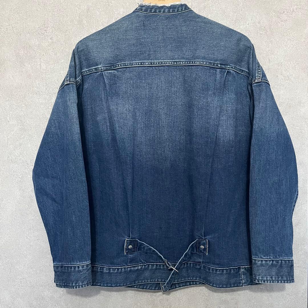 ヘルシーデニム オーバーサイズ デニムジャケット シリアル ノーカラー