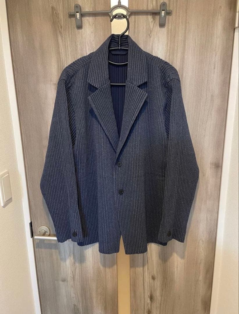 プリーツジャケット　wool like ネイビー　サイズ2
