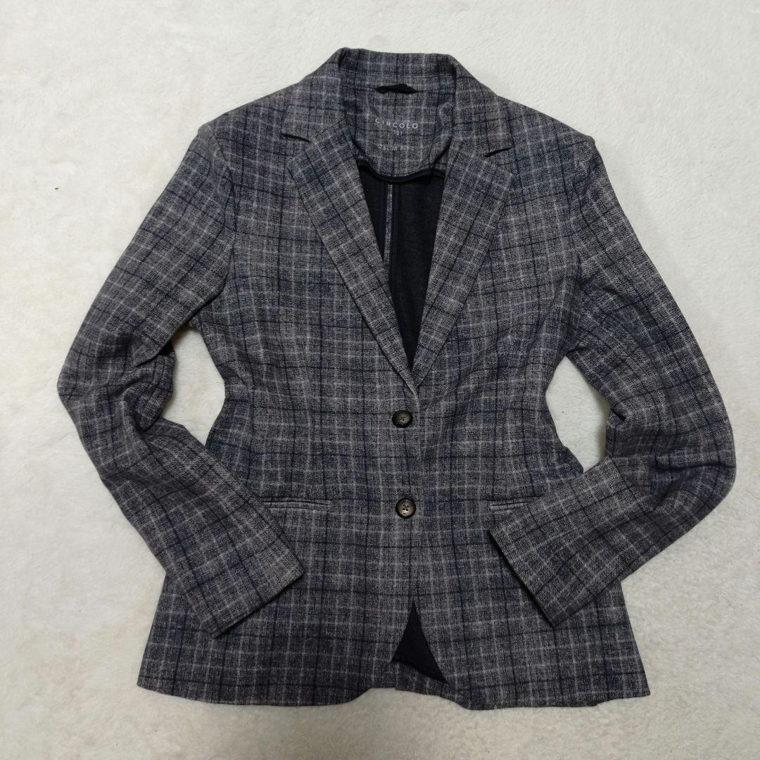 美品 CIRCOLO 1901 ジャージーテーラードジャケット チェック 42