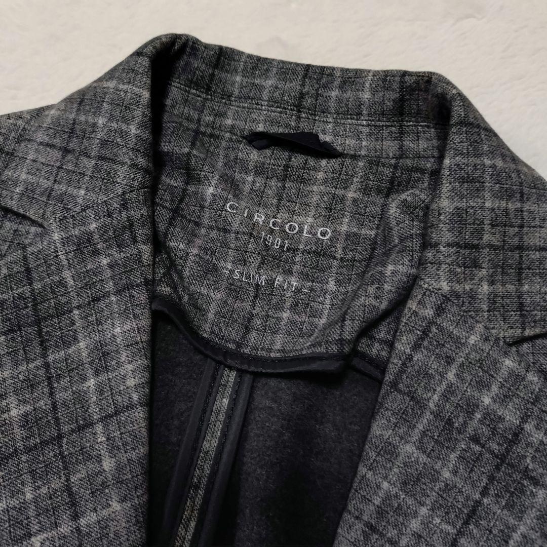 美品 CIRCOLO 1901 ジャージーテーラードジャケット チェック 42