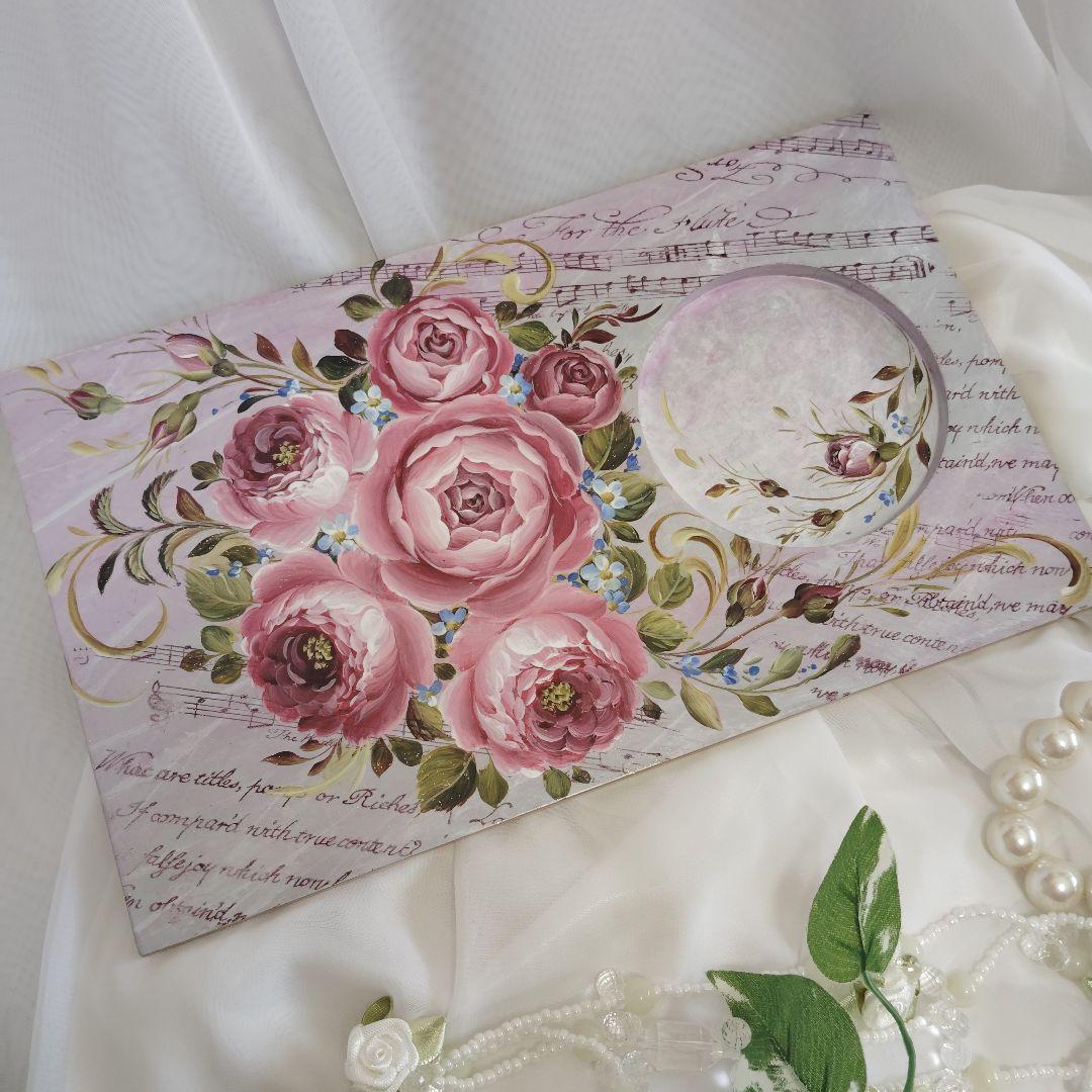 キティママ様♥トールペイント薔薇コースタートレイ2点