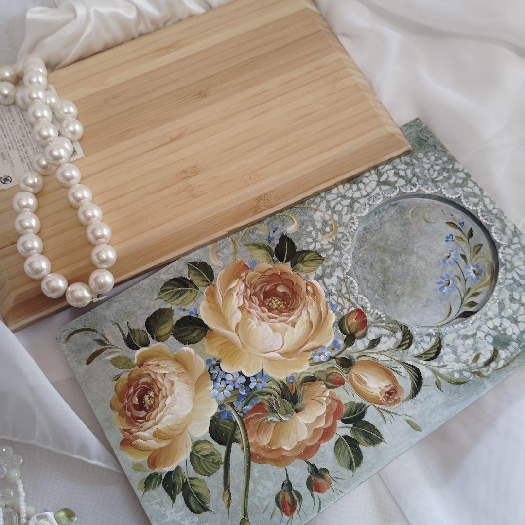 キティママ様♥トールペイント薔薇コースタートレイ2点