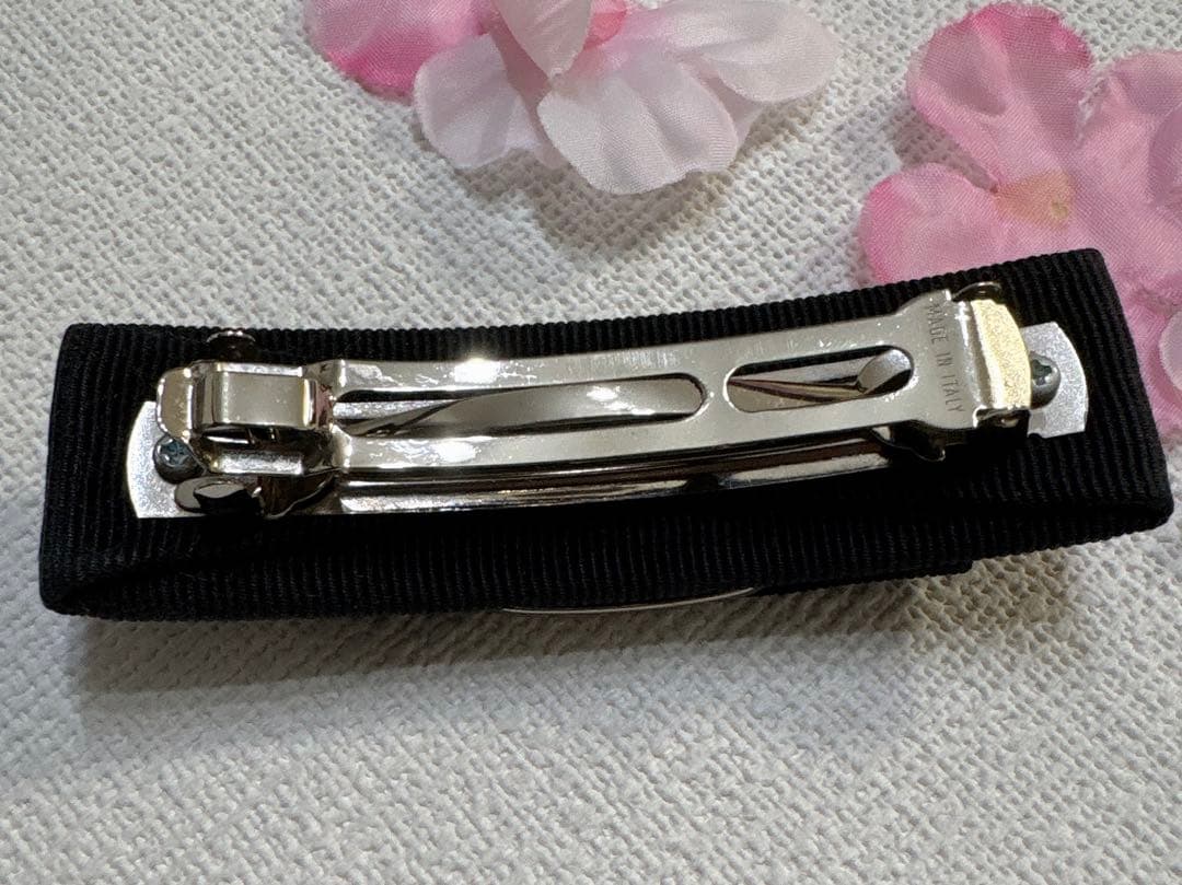 Ferragamo フェラガモ リボンヘアバレッタ (ブラック×シルバー)