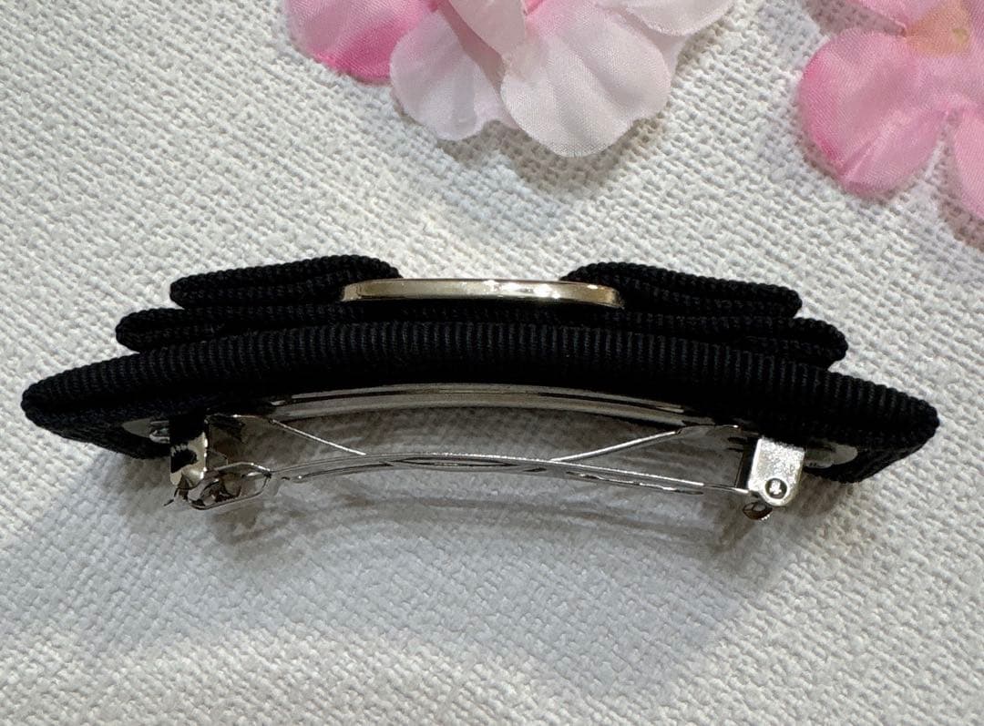 Ferragamo フェラガモ リボンヘアバレッタ (ブラック×シルバー)