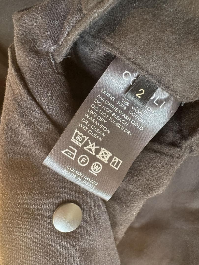 COMOLI ブラック カバーオール