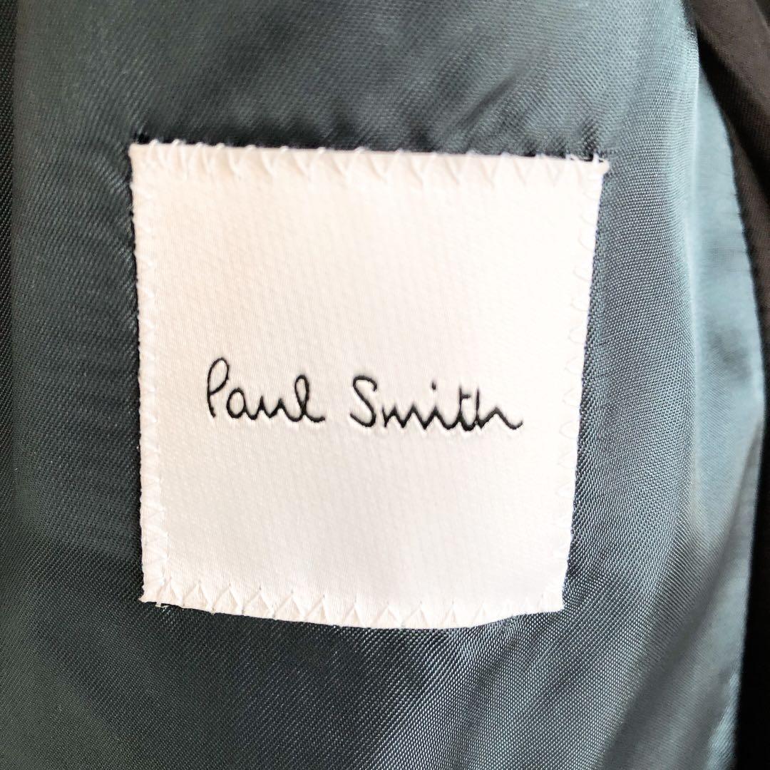 【美品】ポールスミス テーラードジャケット Mサイズ ベロア 総柄 ネイビー系