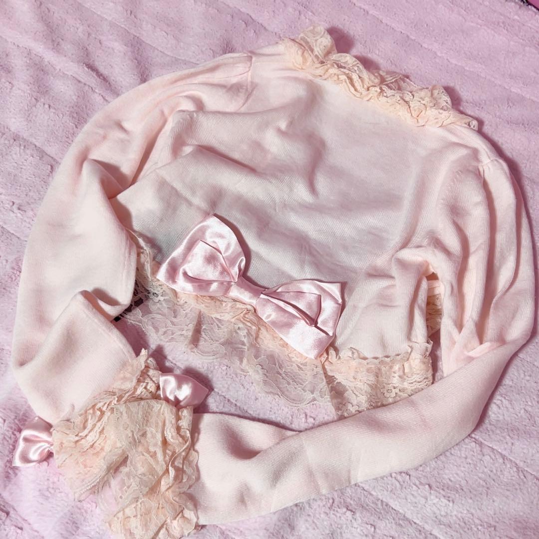 y2k 平成 姫ギャル リズリサ系 当時物 リボン レース ボレロカーディガン