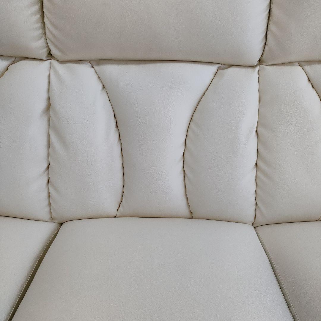 【お値下げしました！】ハイバッグソファ3人掛け2人掛け皮ソファオフホワイト