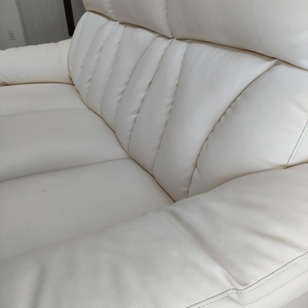 【お値下げしました！】ハイバッグソファ3人掛け2人掛け皮ソファオフホワイト