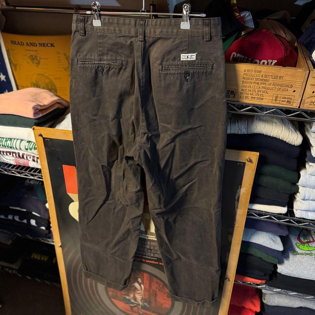 希少 90s ラルフローレン 2タック 人気カラー 茶 フェード