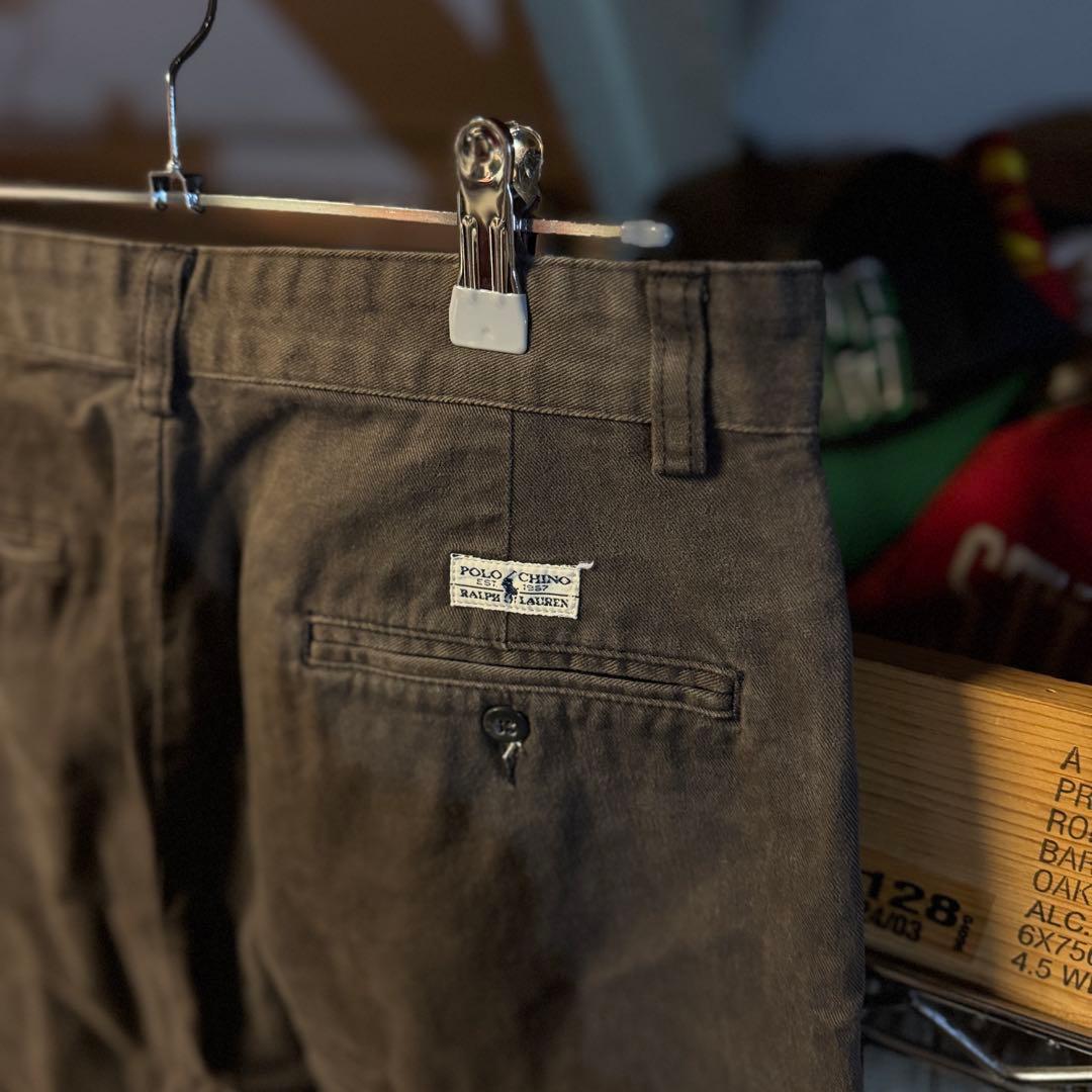 希少 90s ラルフローレン 2タック 人気カラー 茶 フェード